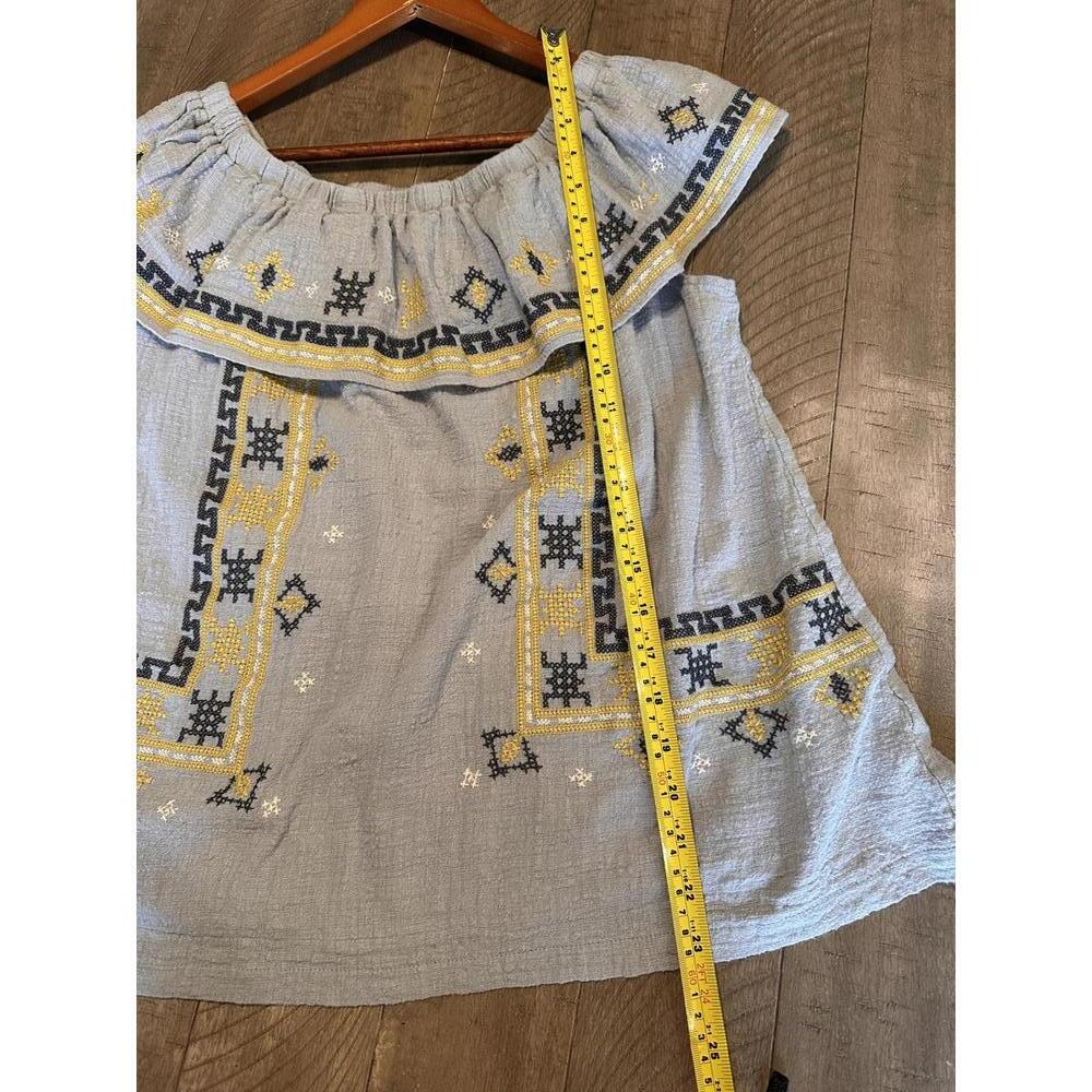 Easel Embroidered Off The Shoulder Ruffle Sleeveless Blouse Top Women’s Medium - Picture 10 of 11